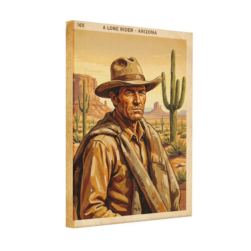 Scène de cowboy du désert en Arizona, H 24 po x l 36 po, Toile tendue sur cadre, Ne s’applique pas
