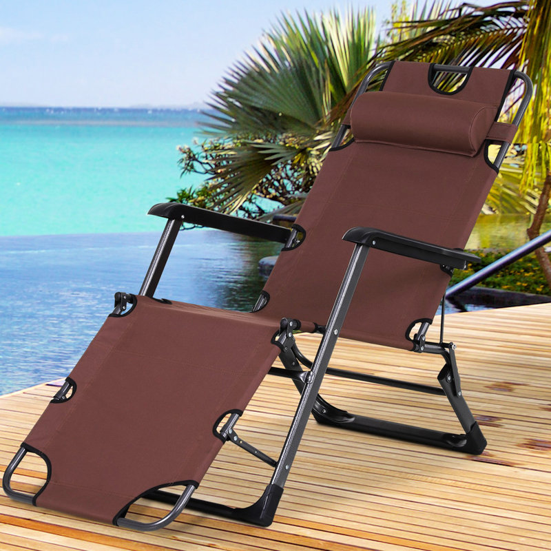 21 chaises de plage pliantes avec coussins et poches, réglables pour le patio, la pelouse, la piscine, la terrasse, l'extérieur, la chaise de piscine brune, la poche de bronzage. Pour la plage, la terrasse. Brun. Conception compacte et pliable,