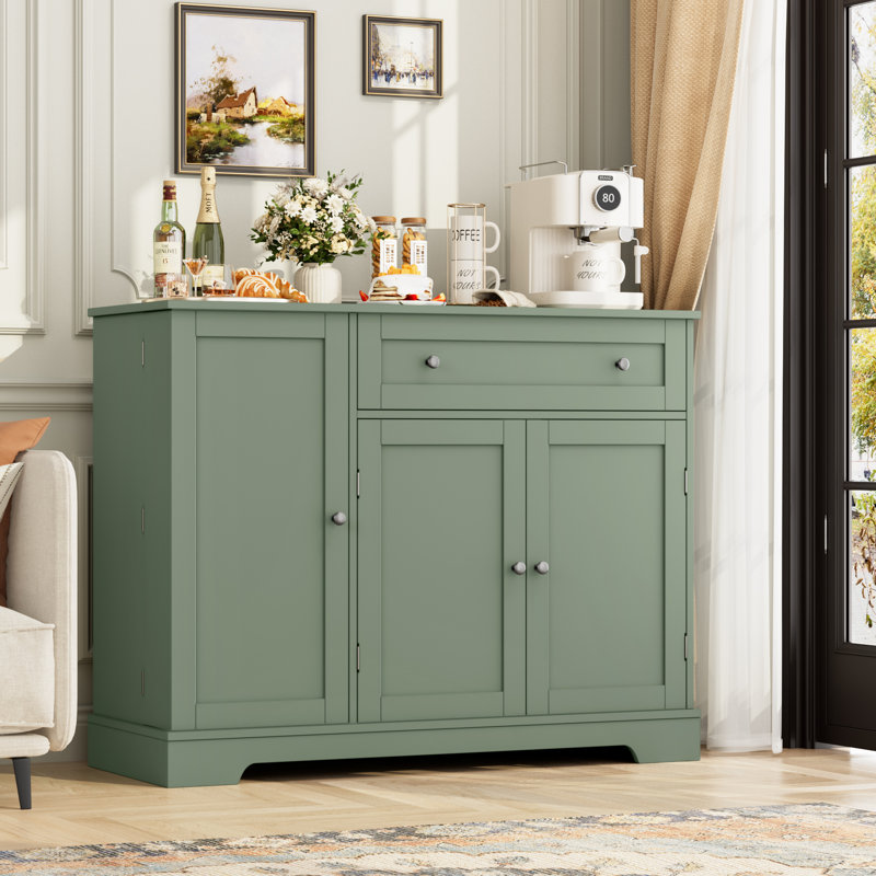 Angelyne Manufactured Wood Server with 2 Cabinets, Green
