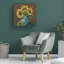 Art mural sur toile tendue - "Sunflower Romance I" de June Erica Vess pour décoration de salon, de chambre à coucher ou de bureau - 35 x 35
