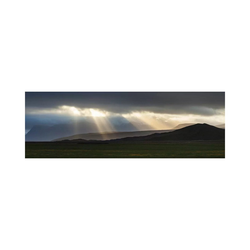Iceland Highlands, Light Burst 1 Piece Wrapped Canvas Panoramic Wall Art, 30.48 cm H x 91.44 cm W x 1.91 cm D