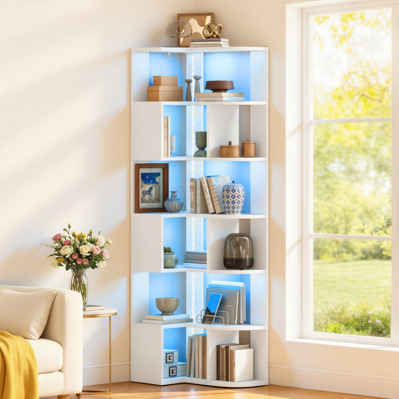 64cm W Geometric Bookcase, (7 Shelves) 180cm H x 64cm W x 41.5cm D