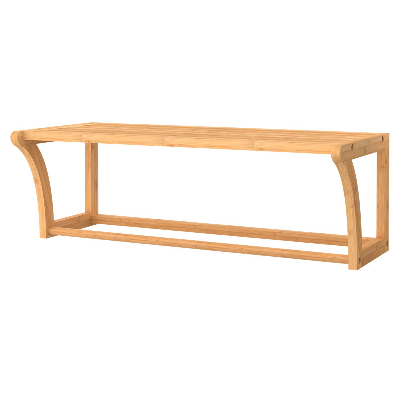 Bamboo Solid Wood Accent Shelf with Towel Bar