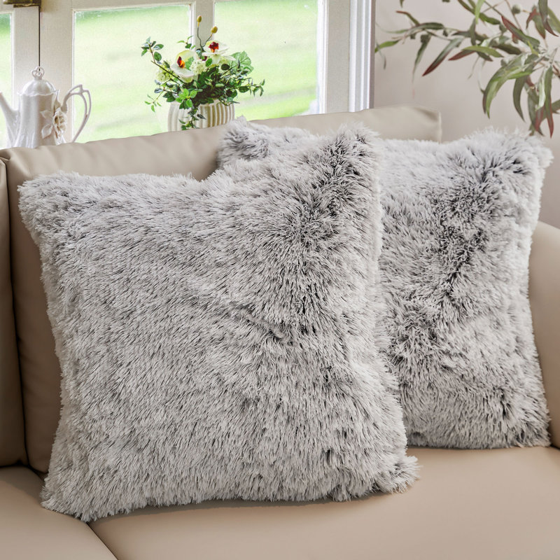  Housse de coussin carré et insert, Gris, Carré de 24 po
