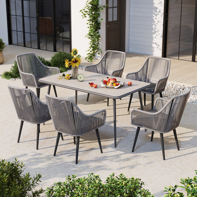 6 - Person Patio Rectangular Dining Set With Cushions