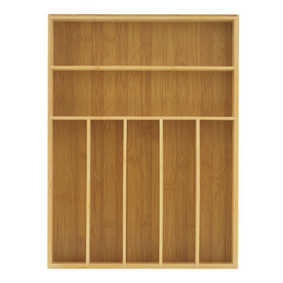 Bamboo Drawer Organizer, 7-Compartment Silverware Organizer, Cutlery And Utensil Organizer, Drawer Organizers For Garage, Kitchen, And Bathroom, Organizer Drawers For Kitchen Utensils