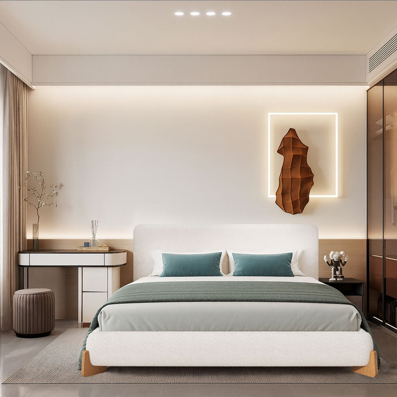 Grand lit plateforme tapissier Modern, Grand