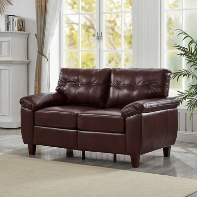 59 Inch Loveseat With Storage, Modern Faux Leather Couch, Comfortable And Stylish Living Room Sofa