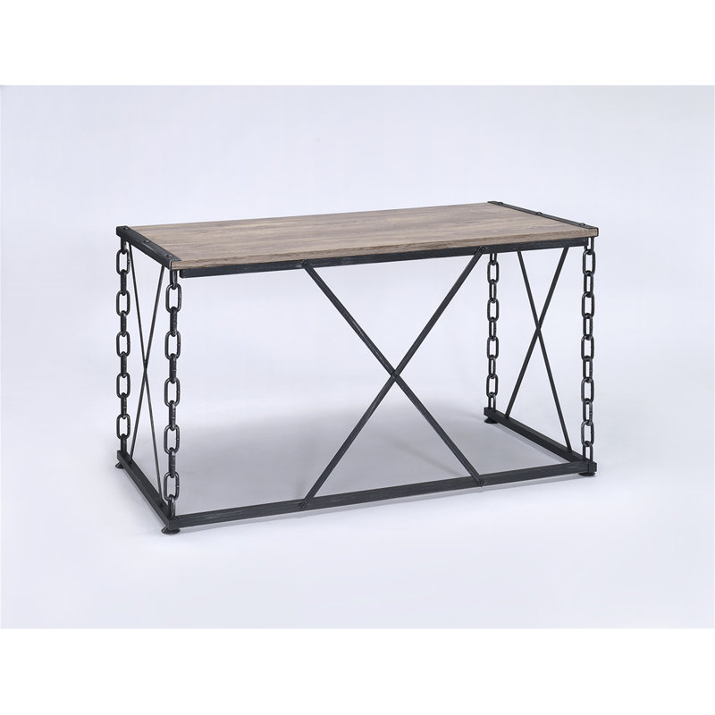 Jodie Rustic Oak & Antique Black Finish Writing Desk (Not Including Office Chair)