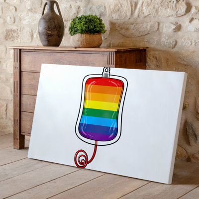 Canvas A Vivid Illustration Of A Blood Bag Suspended From A Wall Art Hook Featuring A Colorful Rainbow Gradient Representing LGBTQ Canvas Wall Art