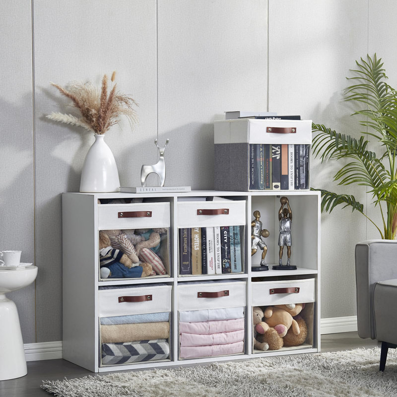 4-Pack Linen Foldable Storage Boxes With Clear Window And Handles