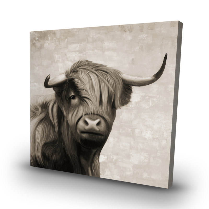 Highland cattle sepia - 32"x32" art on canvas