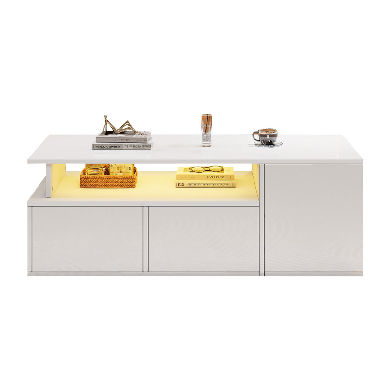 Coffee Table with Storage, White