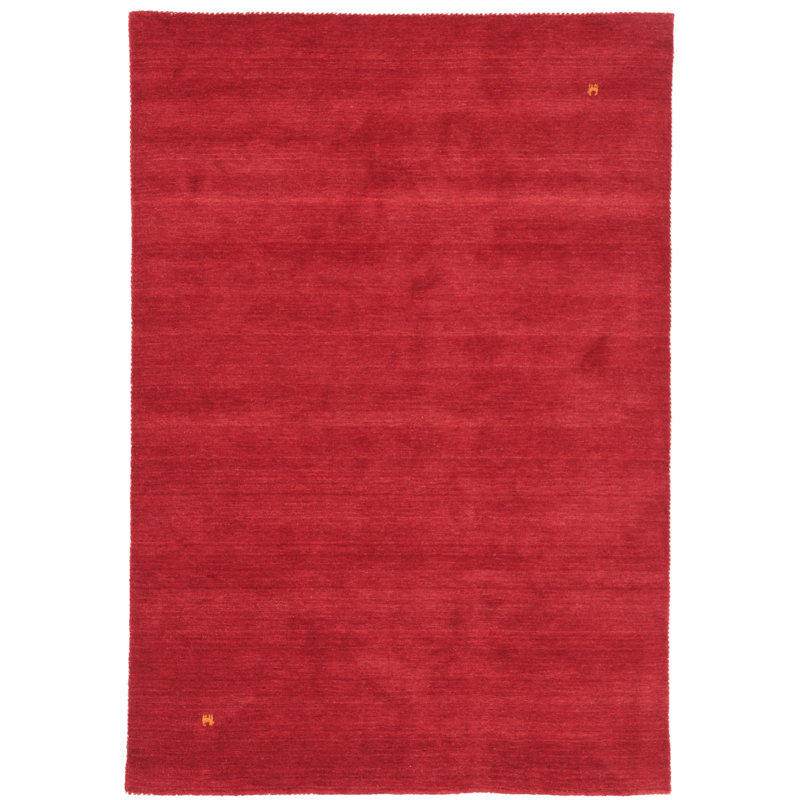 Handwoven Wool Gabbeh Uni Red Rug, Rectangle 80 x 150cm