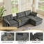Canapé modulaire surdimensionné en forme de L de Boneless de 119 po avec repose-pieds et console-496779261