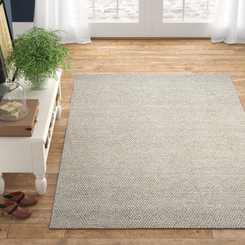 Elle Silver Hand-Woven Wool Rug, Rectangle 6' x 9'