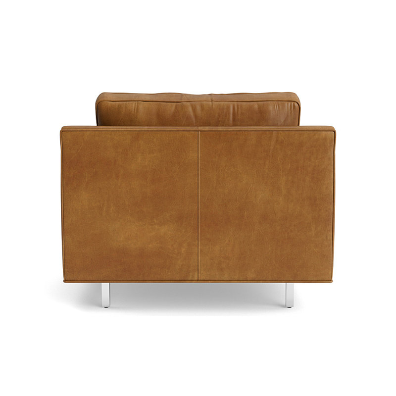 Hunter Upholstered Armchair, Polished Stainless Steel, Bedford - Saddle