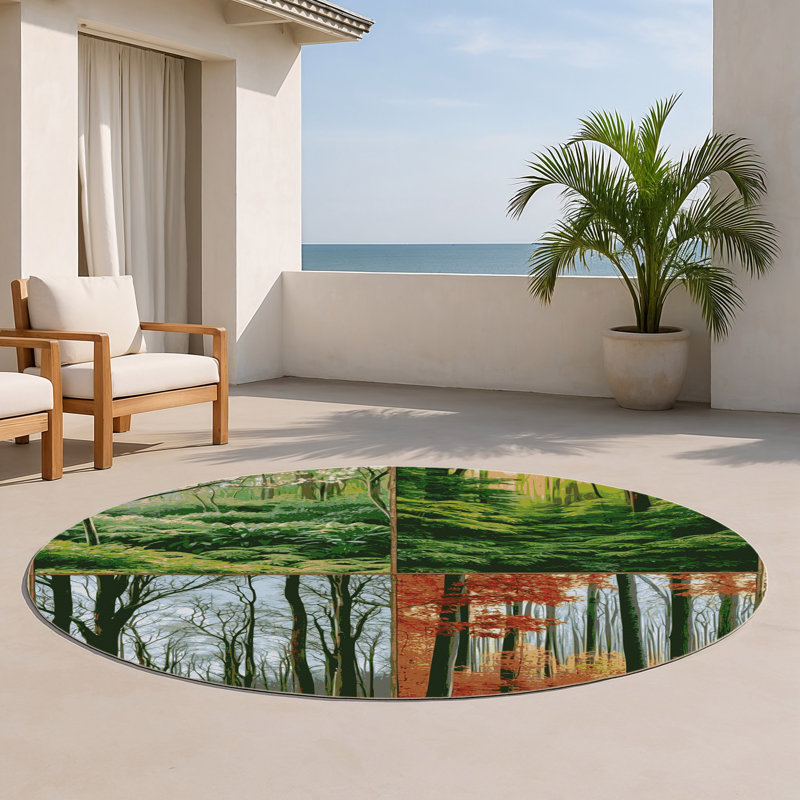 Tapis d'intérieur et d'extérieur brun Nature, Rond 5 pi
