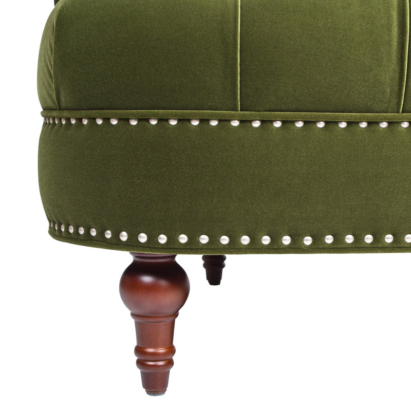 Causeuse Chesterfield La Rosa, velours performance vert olive