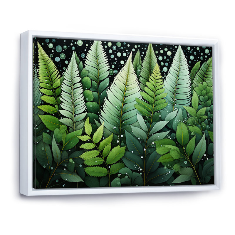 " Ferns Plant Whispering Fronds II ", H 30 po x l 40 po x P 1,5 po, Cadre flottant blanc