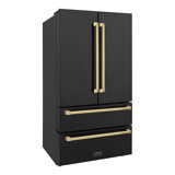 ZLINE 36" Autograph Edition 22.5 cu. ft Freestanding French Door Refrigerator with Ice Maker in Fingerprint