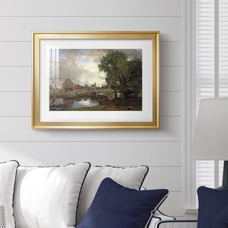 Flatford Mill (scène sur une rivière navigable) - John Constable - reproduction encadrée avec passe-partout et verre - 1816 - 1817