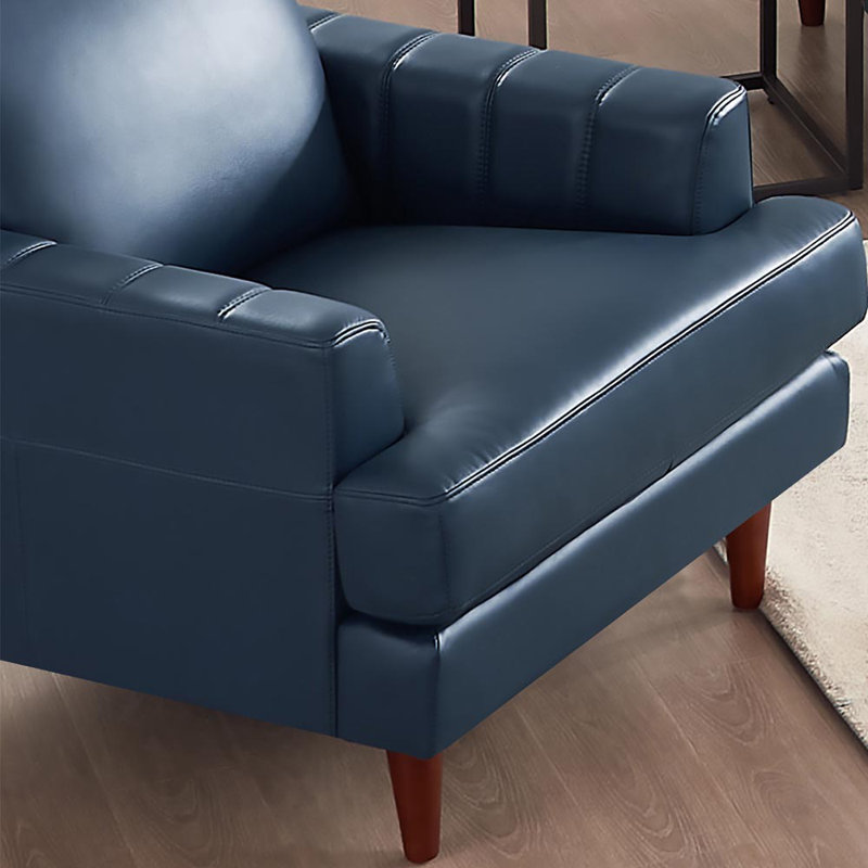 Chaise en cuir fleur Reuma, Cuir véritable bleu marine Cassia Bristol