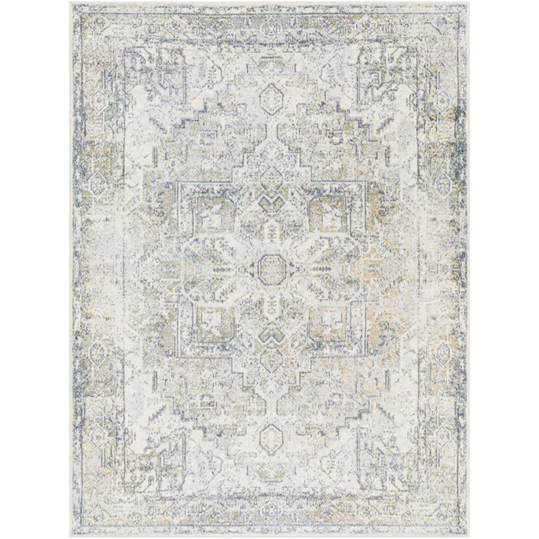 Weldon Machine Washable Oriental Blue/Ivory Area Rug