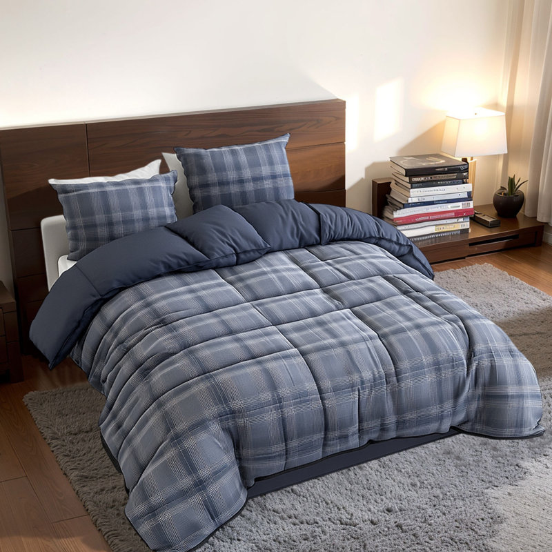 Deep Blue Plaid Duvet