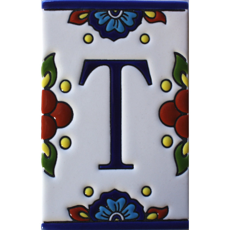 Carrelage TalaMex mexicain Talavera Mission lettre T