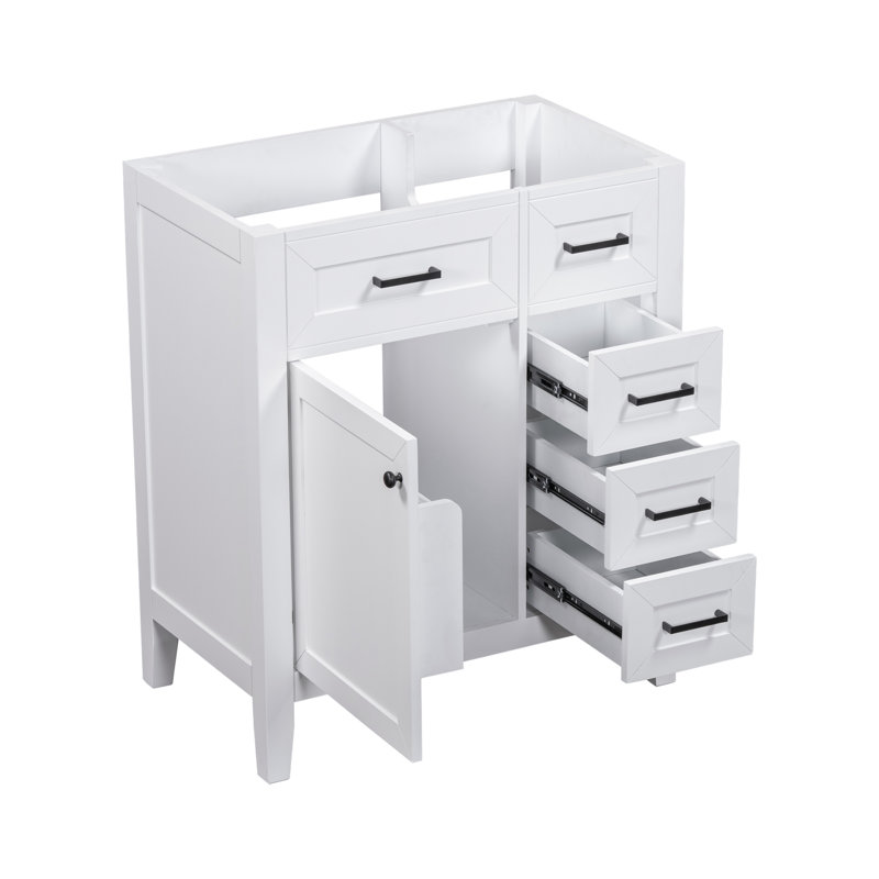 Meuble-lavabo de 30 po sans lavabo, base d'armoire seulement, armoire de salle de bain avec tiroirs, structure solide et panneau de fibres à densité moyenne