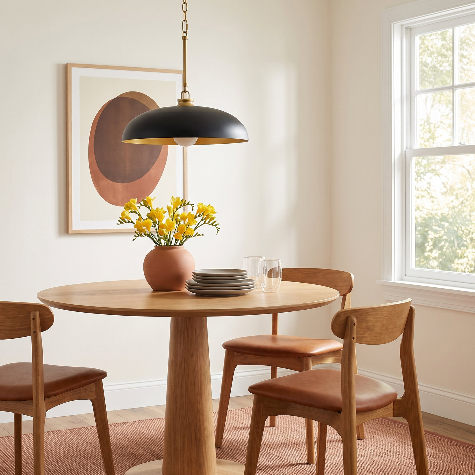 Lysander Dimmable Dome Single Light Pendant, Matte Black