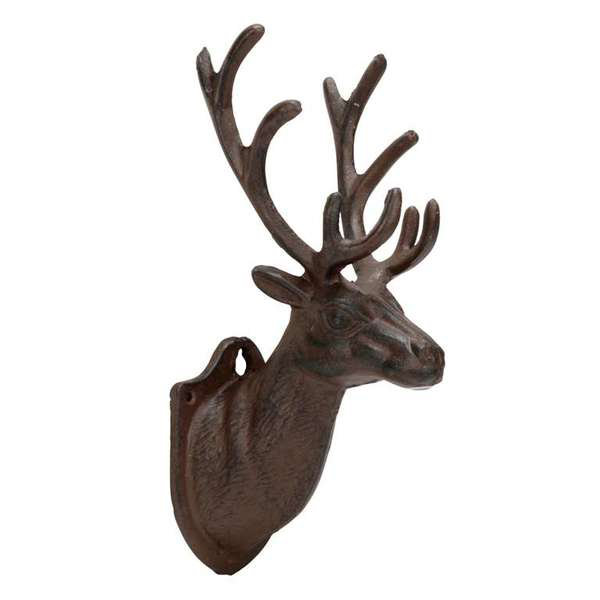 Grande décoration murale tête de cerf en fonte