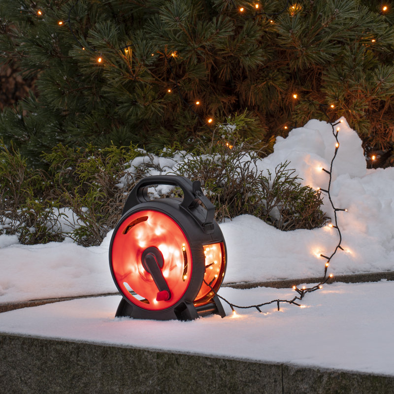 Konstsmide 600 Amber White LED Outdoor Christmas Lights - Durable Cable Reel