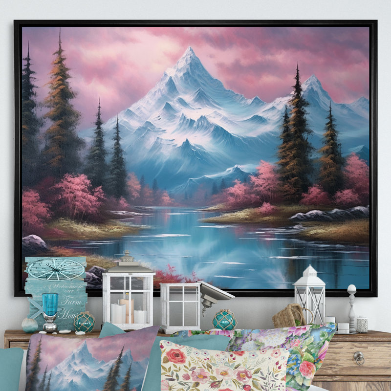 Mountain View Bliss II - reproduction sur toile, Cadre flottant noir, H 34 po x l 44 po x P 1,5 po
