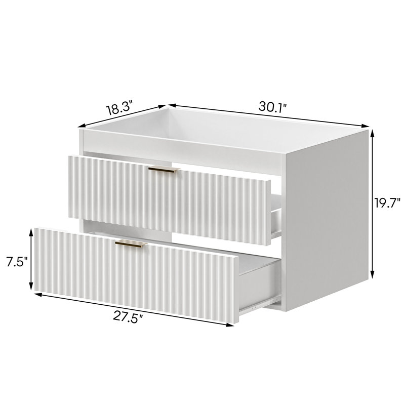 Base de meuble-lavabo simple 30 po seulement, White