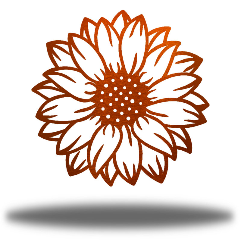 Décoration murale tournesol Nanke, H 8 po x l 8 po x P 0,0125 po, Cuivre
