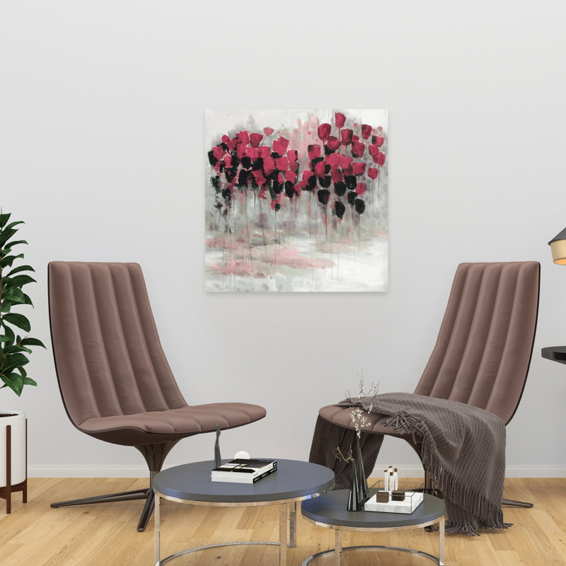 Fleurs roses sur fond noir | Décoration de chambre contemporaine