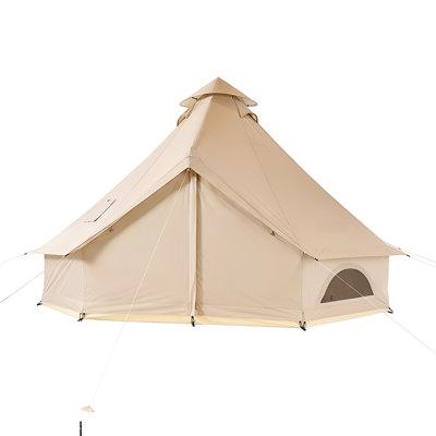 Tente Oxford Bell, tente de camping 4 saisons 13,12 pi pour camper avec prise de réchaud, imperméable et respirante pouvant accueillir jusqu'à 4 personnes avec plancher amovible zippé, partie de chasse en plein air pour camping en famille