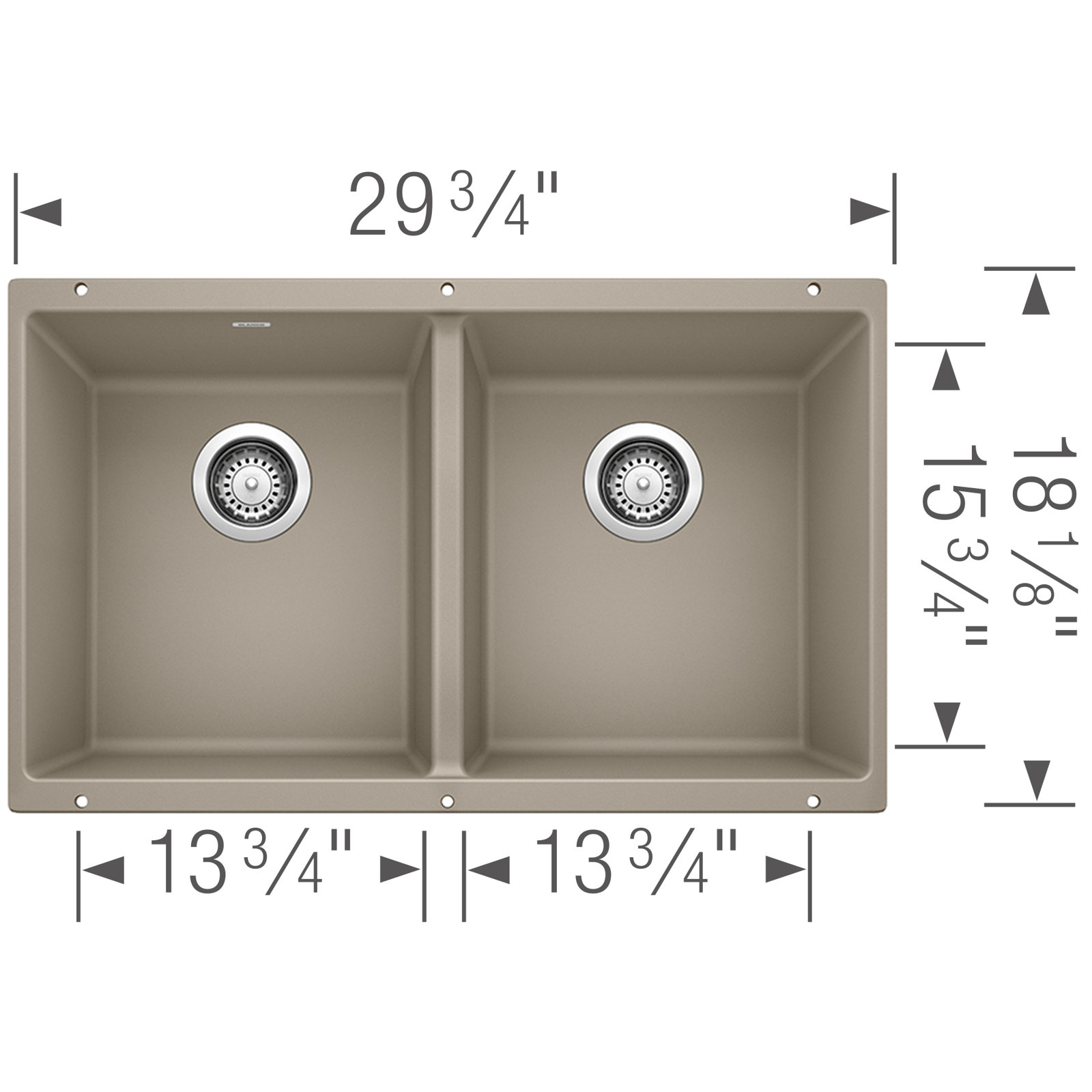 Precis SILGRANIT 29" Double Bowl Kitchen Sink, Truffle