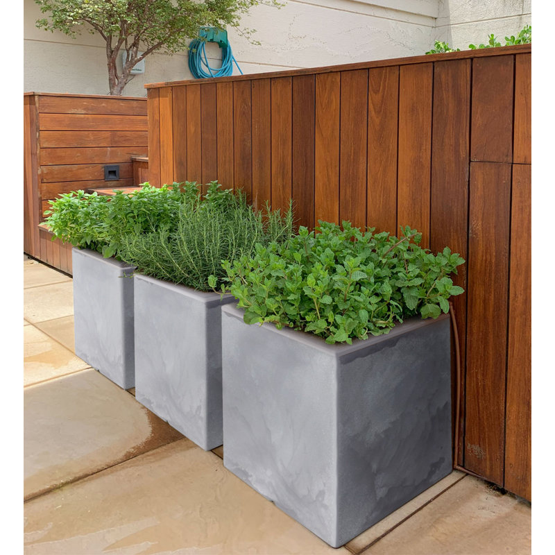 Wandie Green Polyethylene Pot Planter, Light Gray, 15.7" H x 15.7" W x 15.7" D