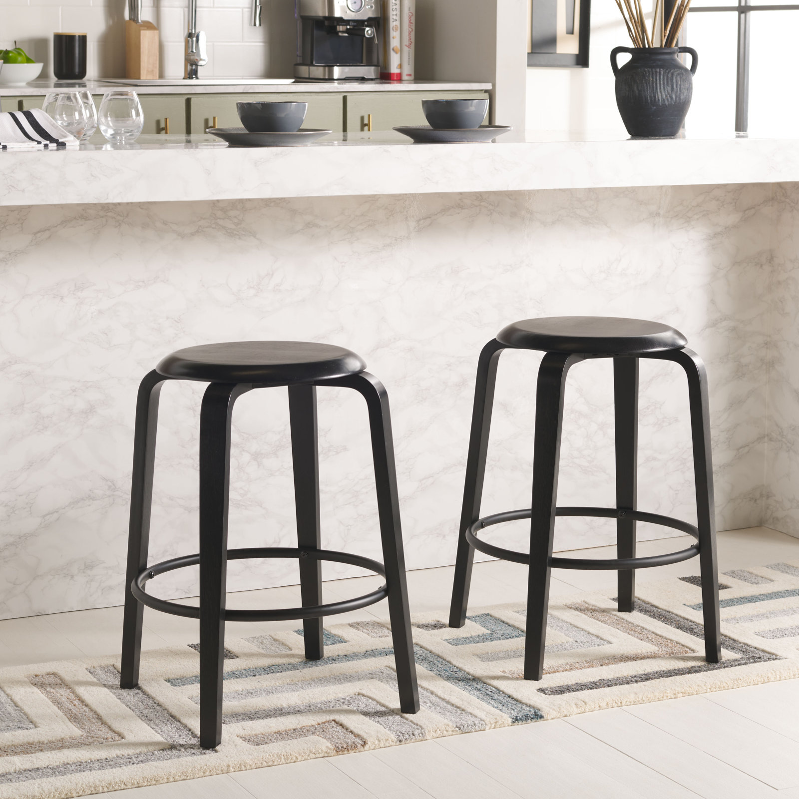 Eves 26" Bar Stool, Black