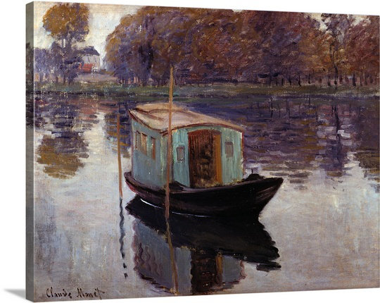 'Monet's Studio Boat' by Claude Monet Painting Print on Wrapped Canvas, 18" H x 24" L x 1,5" D