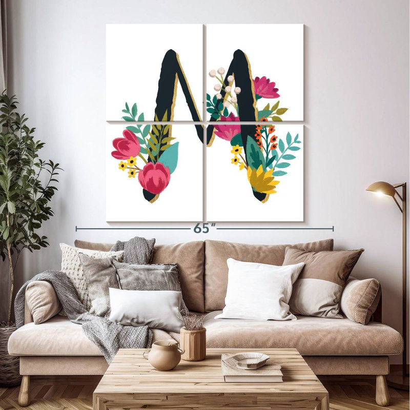 Keiri romantique luxe monogramme M noir, H 50 po x l 50 po