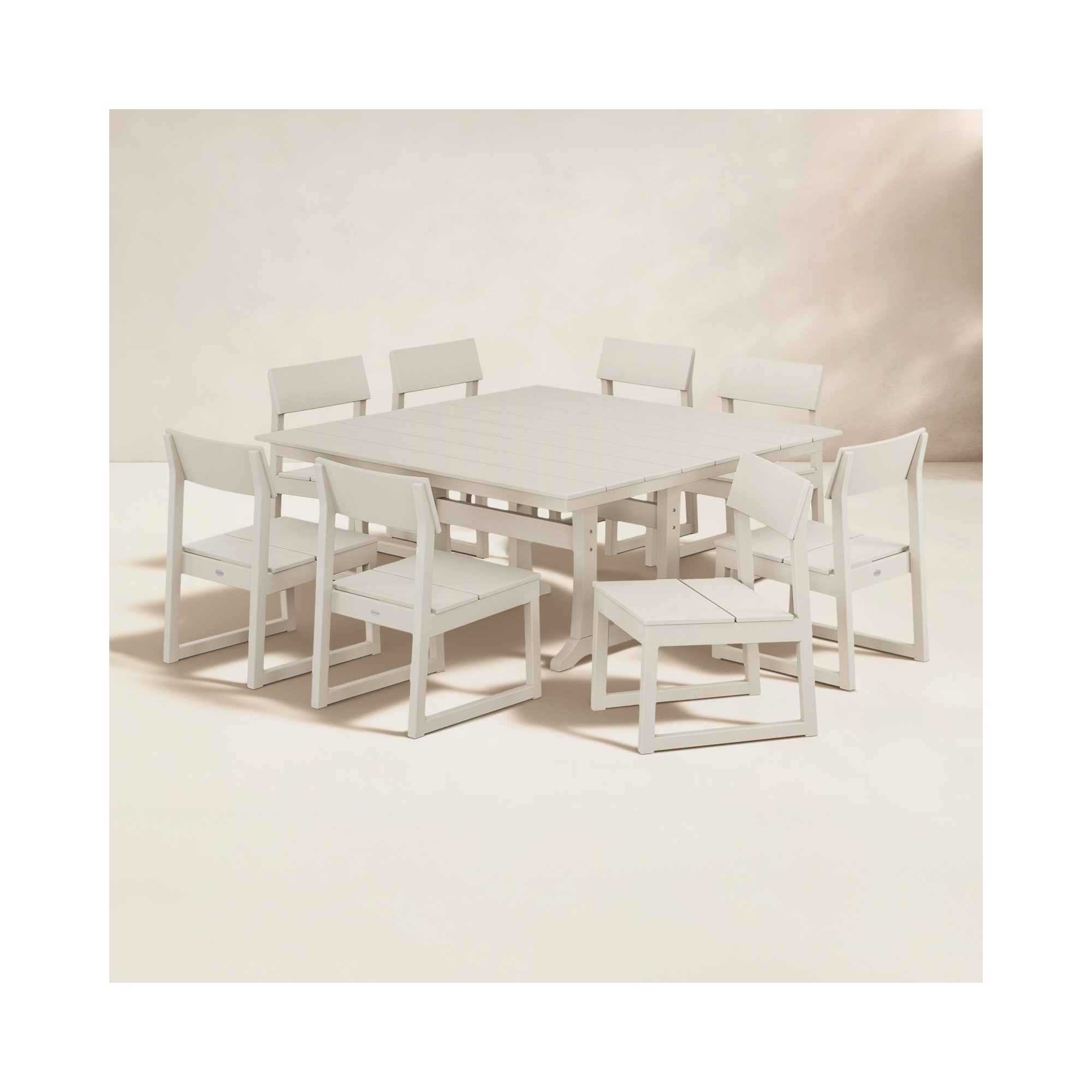 Edge Rectangular 8 - Person 59.5'' Long Dining Set, Sand