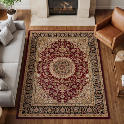 Shiflett Oriental Burgundy/Mustard/Black Area Rug