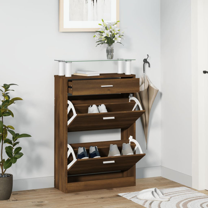 Flip Down Shoe Storage, Light Brown