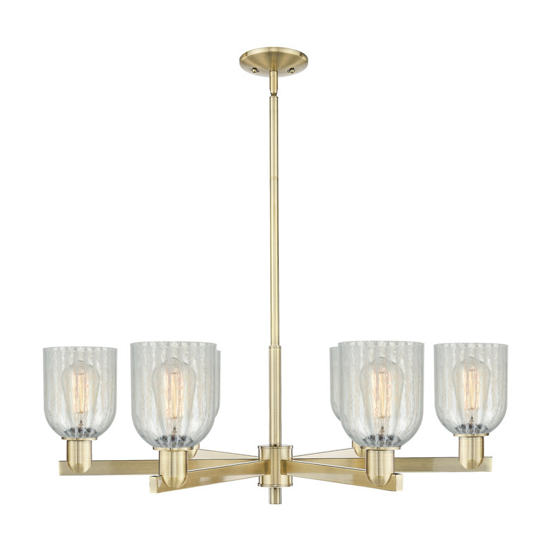 Arcadia - Caledonia - Lustre suspendu 6 lumières avec abat-jour Mouchette, Mouchette, Laiton antique