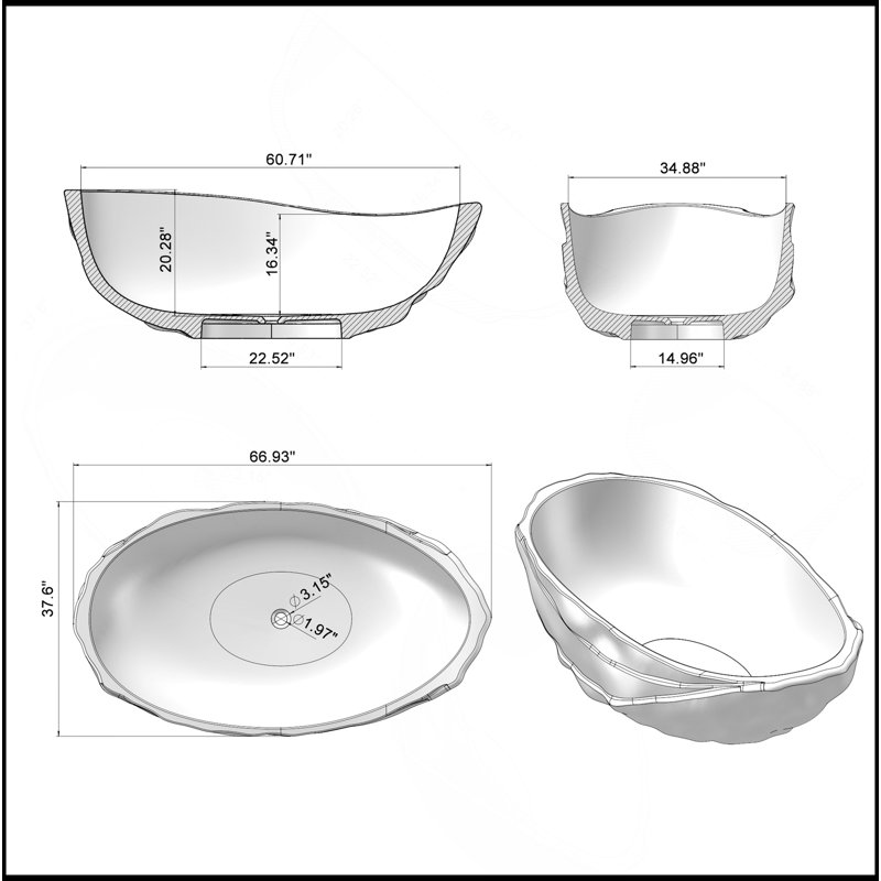 Baignoire de trempage autoportante de 67 pouces avec résine acrylique durable et facile d'entretien, parfaite pour les salles de bain modernes et luxueuses.