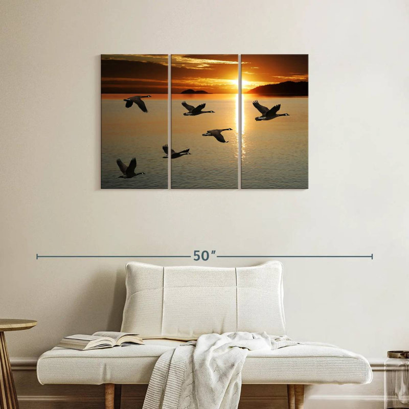 Brampt Sunset Geese Flight, 24" H x 38" W